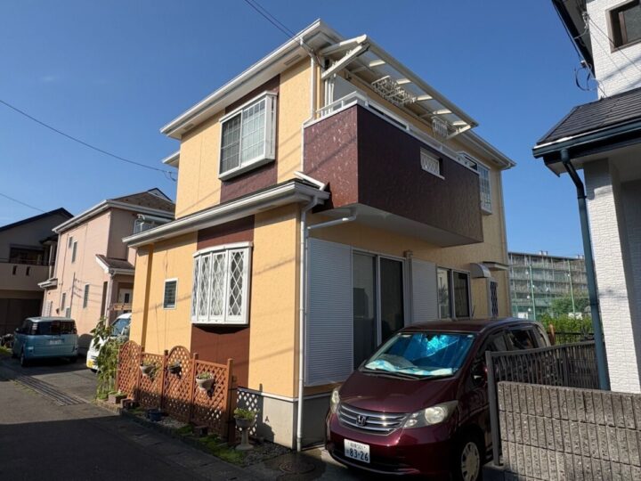 厚木市｜S様邸｜外壁塗装（アプリコット・リーガルブラウン）｜屋根塗装（グリーンレイバー）
