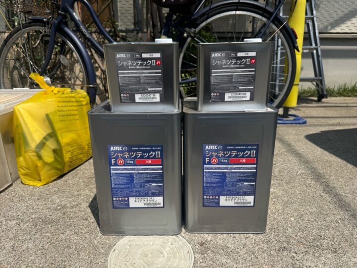 屋根 材料搬入