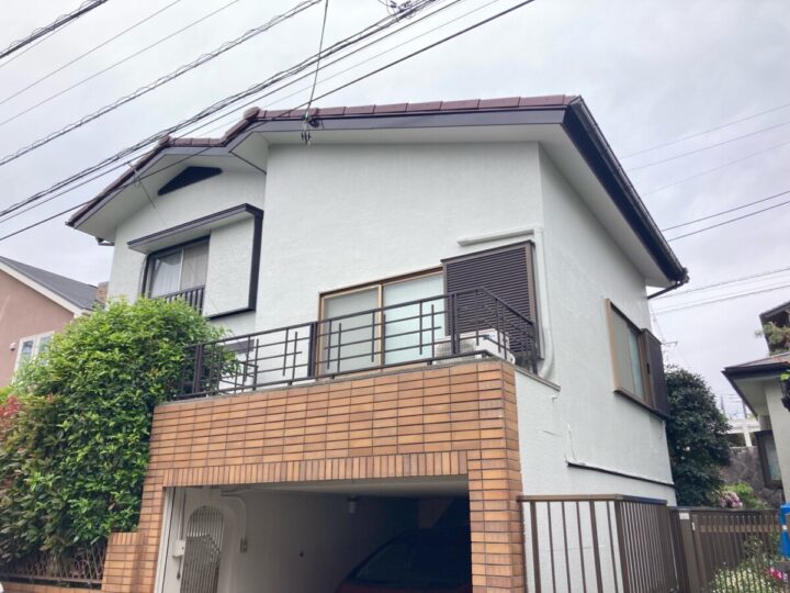 厚木市｜K様邸｜外壁塗装（オフホワイト）｜屋根塗装（バーガンディ）